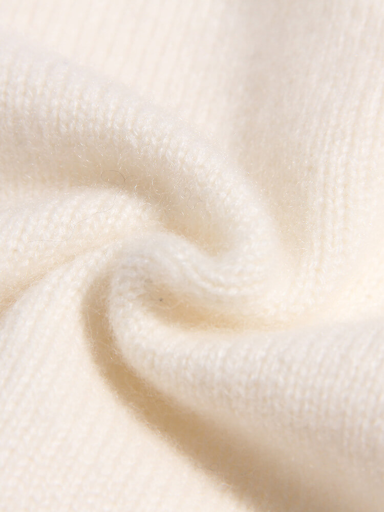 Girls Ivory 3D Floral Embroidery Cable Knit Cashmere Sweater